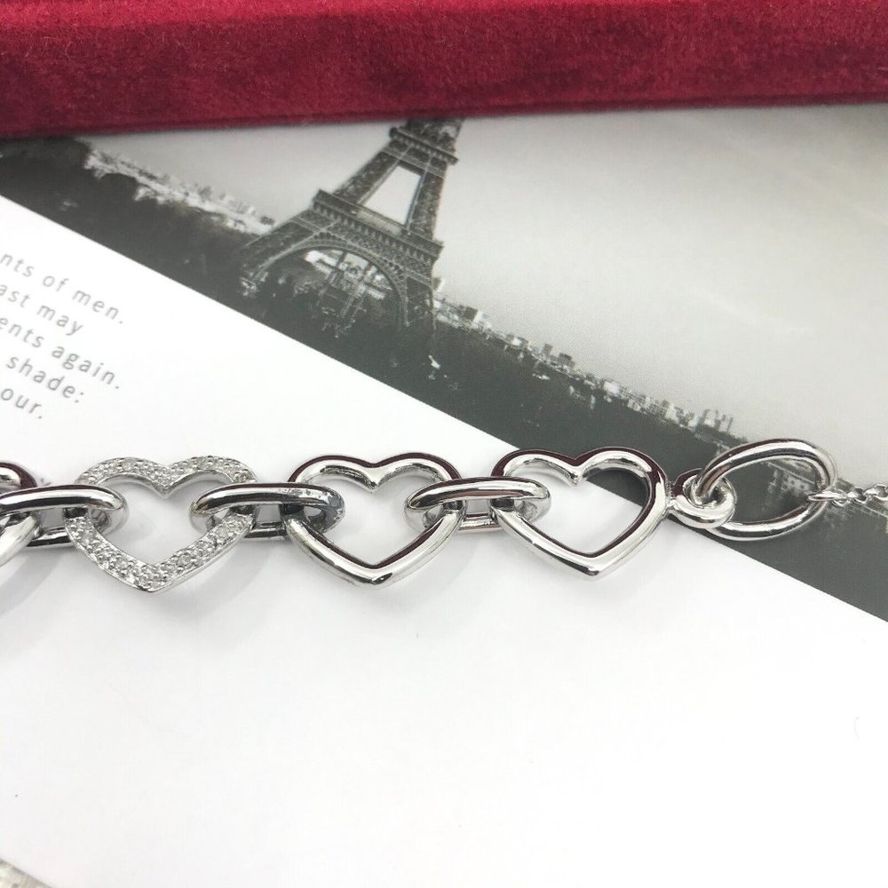 Authentic Affinity Diamonds Sterling Silver Hearts Bracelet - Picture 3 of 12